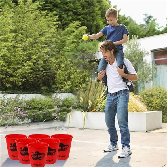 Yard Pong, Outdoor Giant Yard Games Pong Game Set with Durable Buckets and Balls - Picture 3 of 6